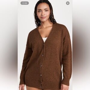 Madewell V Neck Marino Wool Brown Relaxed Fit Button Up Cardigan Sweater  XXS